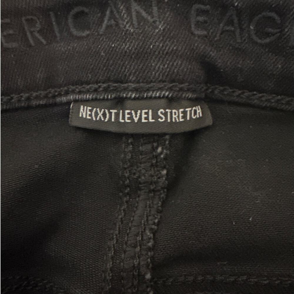 American Eagle Super High Rise Jegging Jeans Black Distressed Stretch Size 8 - Picture 10 of 11